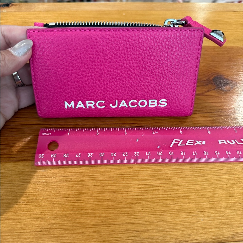 Marc Jacobs Hot Pink Pebbled Leather Zip Card Holder